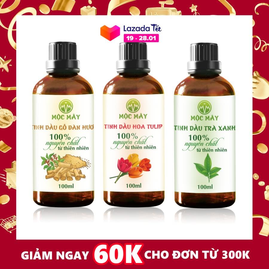 Tinh dầu thiên nhiên nguyên chất 100ml Mộc Mây - tinh dầu nguyên chất sả chanh/ Bưởi/ bạc hà/ Hoa Lài/ Oải hương/ Hoa Hồng/ Tràm huế/ Gừng/ Cam/ Quế