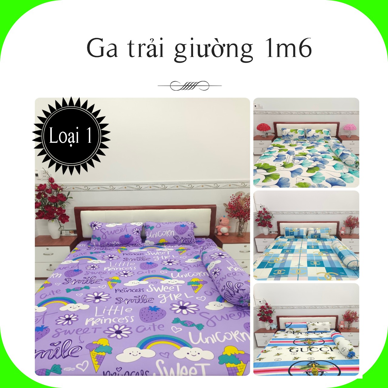 Ga giường thun lạnh trải nệm 1m6x2m 2t