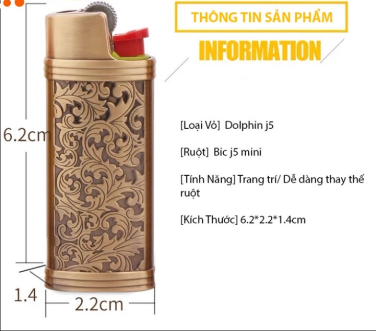 Vỏ Bật Lửa Bic J5 Mini (kèm ruột bic j5)