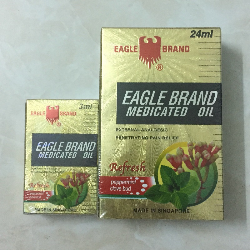 Dầu gió Con Ó Singapore Eagle Brand 3ml, 12ml & 24ml