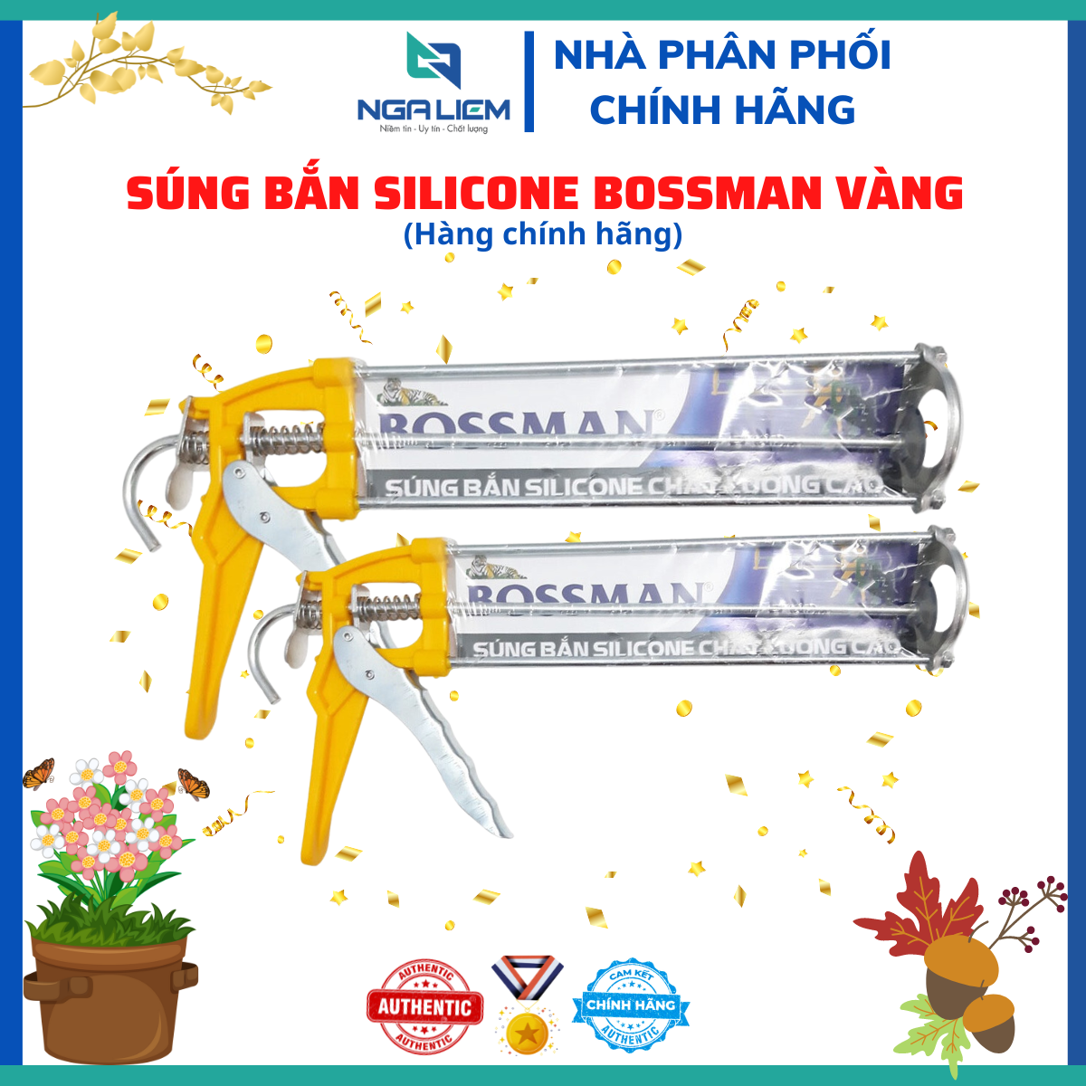 Súng bắn silicone BOSSMAN vàng cao cấp
