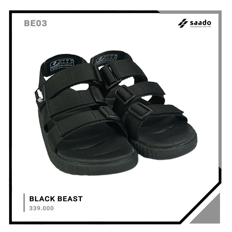 [HCM]Giày Sandal Nam Saado Black Wolf BE03