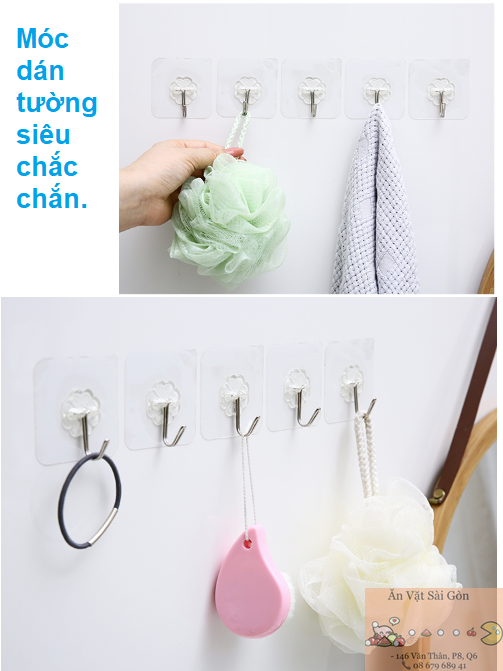 [HCM]Móc dán tường siêu dính 6x6cm. COMBO 50 móc
