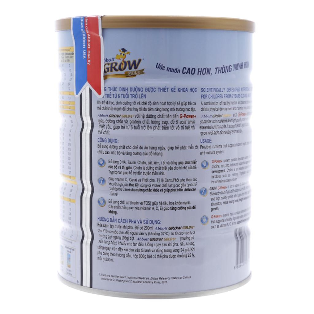 Sữa Bột Abbott Grow Gold 6+ Hộp 900g (Cho trẻ từ 6 tuổi trở lên)