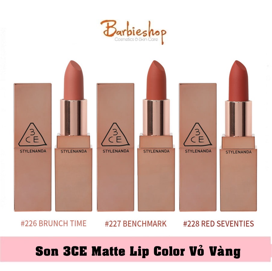 Son Thỏi 3CE Matte Lip Color Vỏ Vàng (226-227-228)