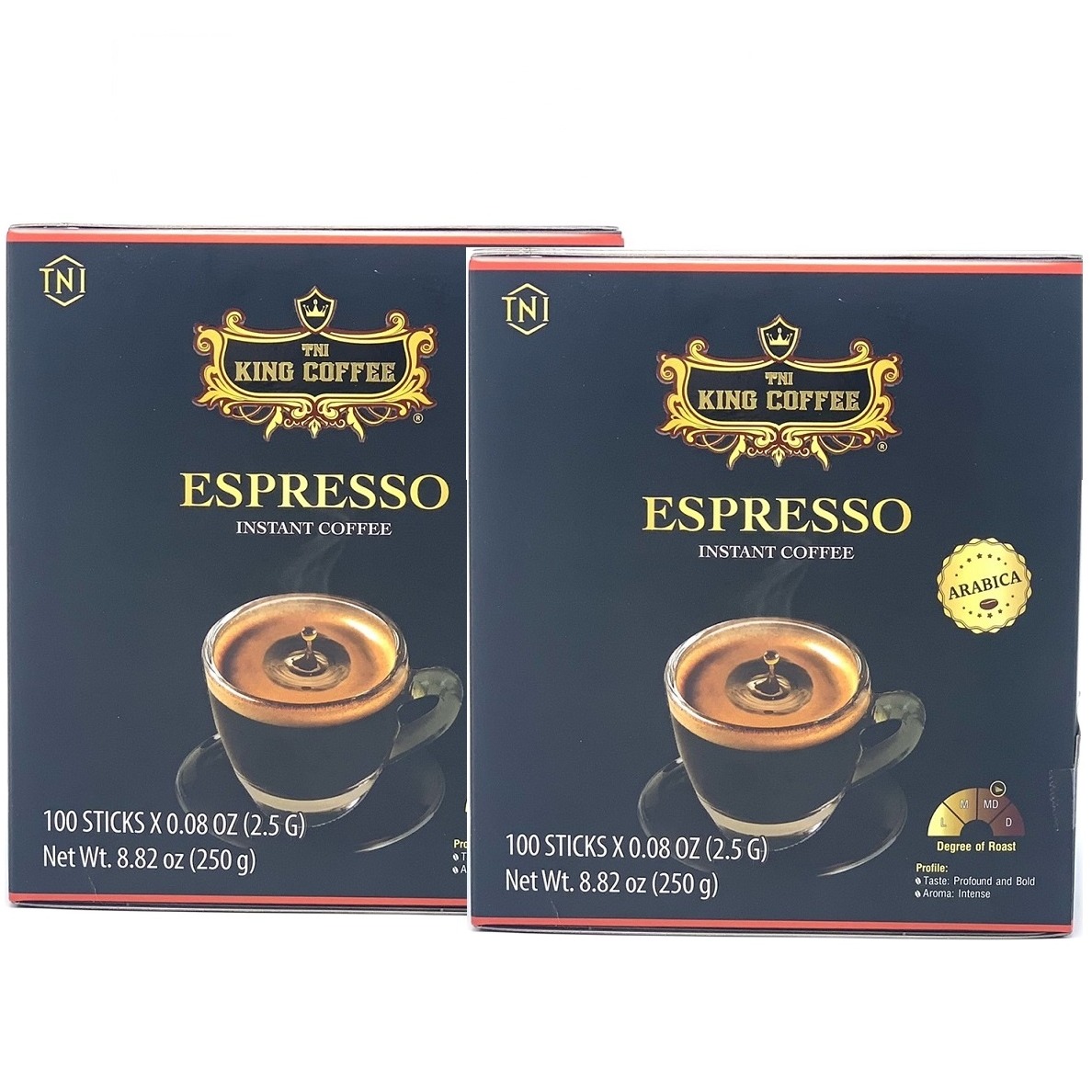 Combo 2 Hộp 100 Gói Cà phê hòa tan ĐEN( Không Đường Sữa) Espresso King Coffee