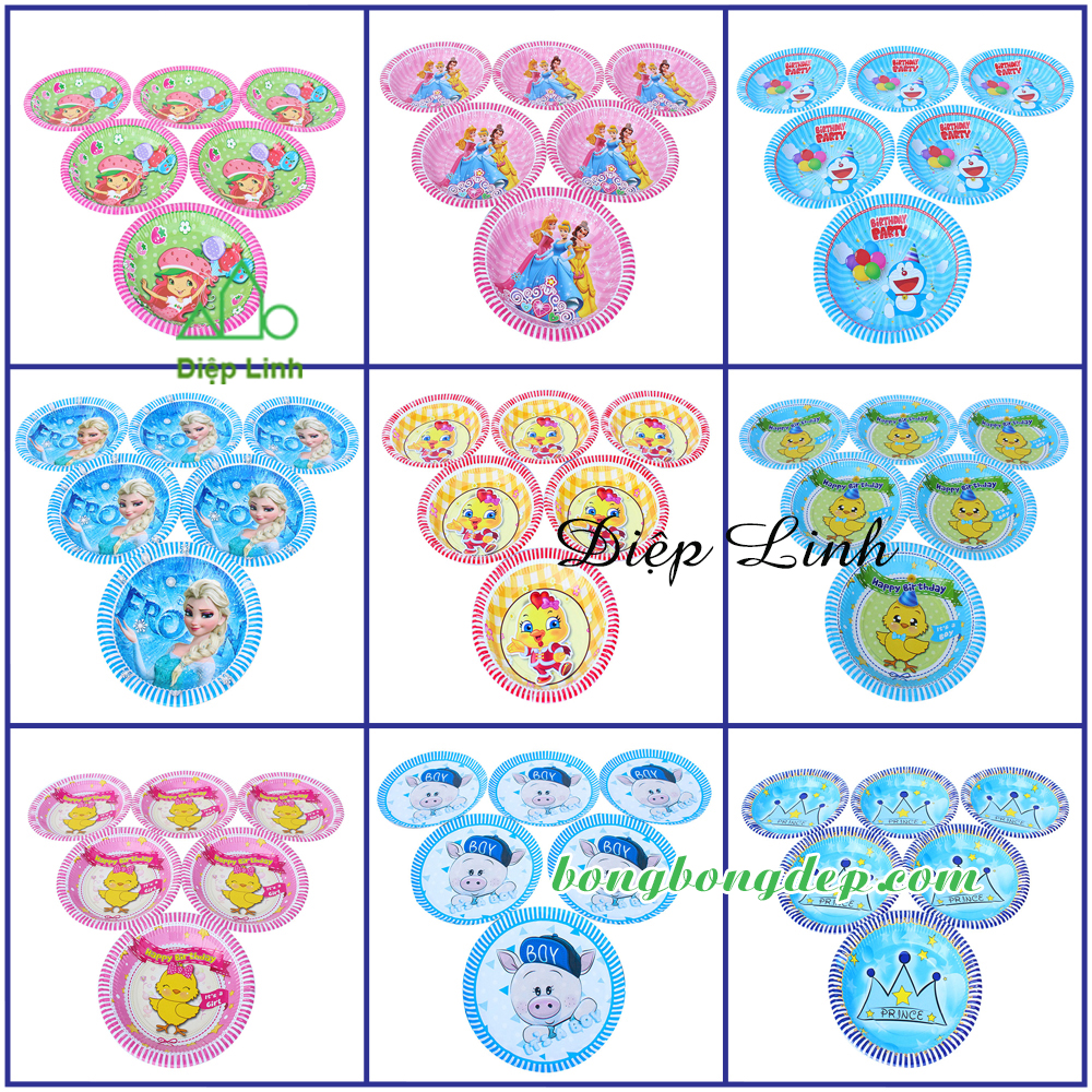 [HCM]Set 6 Dĩa Giấy Sinh Nhật Đĩa Giấy Sinh Nhật