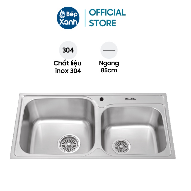 Chậu rửa chén malloca ms 1011 new - inox 304 - ngang 85cm - rổ lọc rác inox - lớp chống ồn, chống ngưng tụ dưới đáy chậu - bảo hành 3 năm - hàng chính hãng
