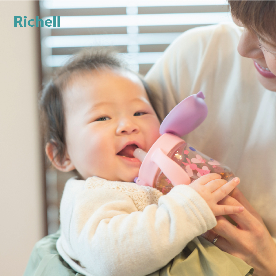 CỐC TẬP UỐNG 2IN1 T.L.I RICHELL (HỒNG)