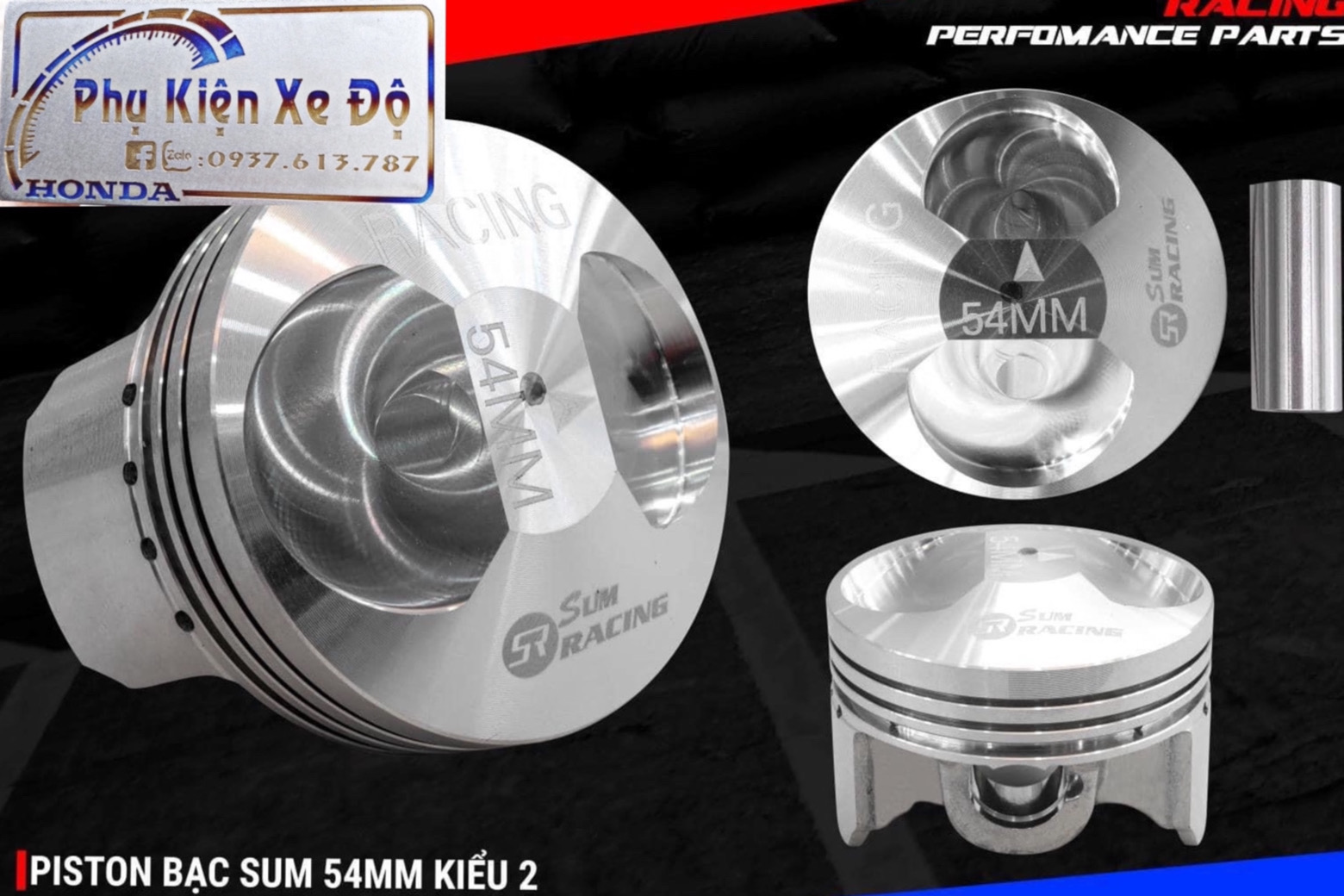 piston bạc 54mm kiểu 2 siêu khủng nhẹ như piston nén
