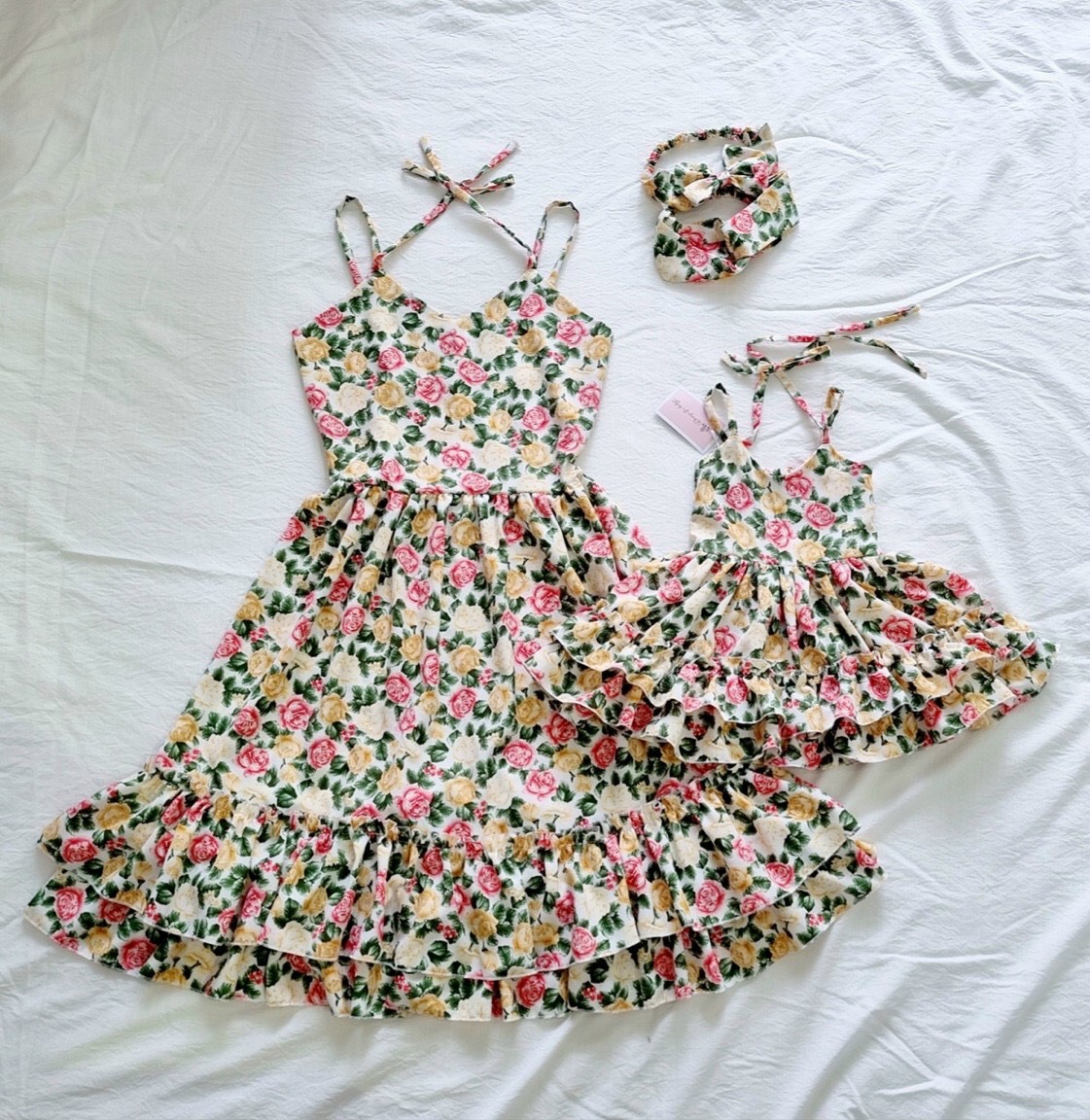 [ CÓ QUÀ TẶNG 🥰] Đầm mẹ và bé hoa hồng xanh