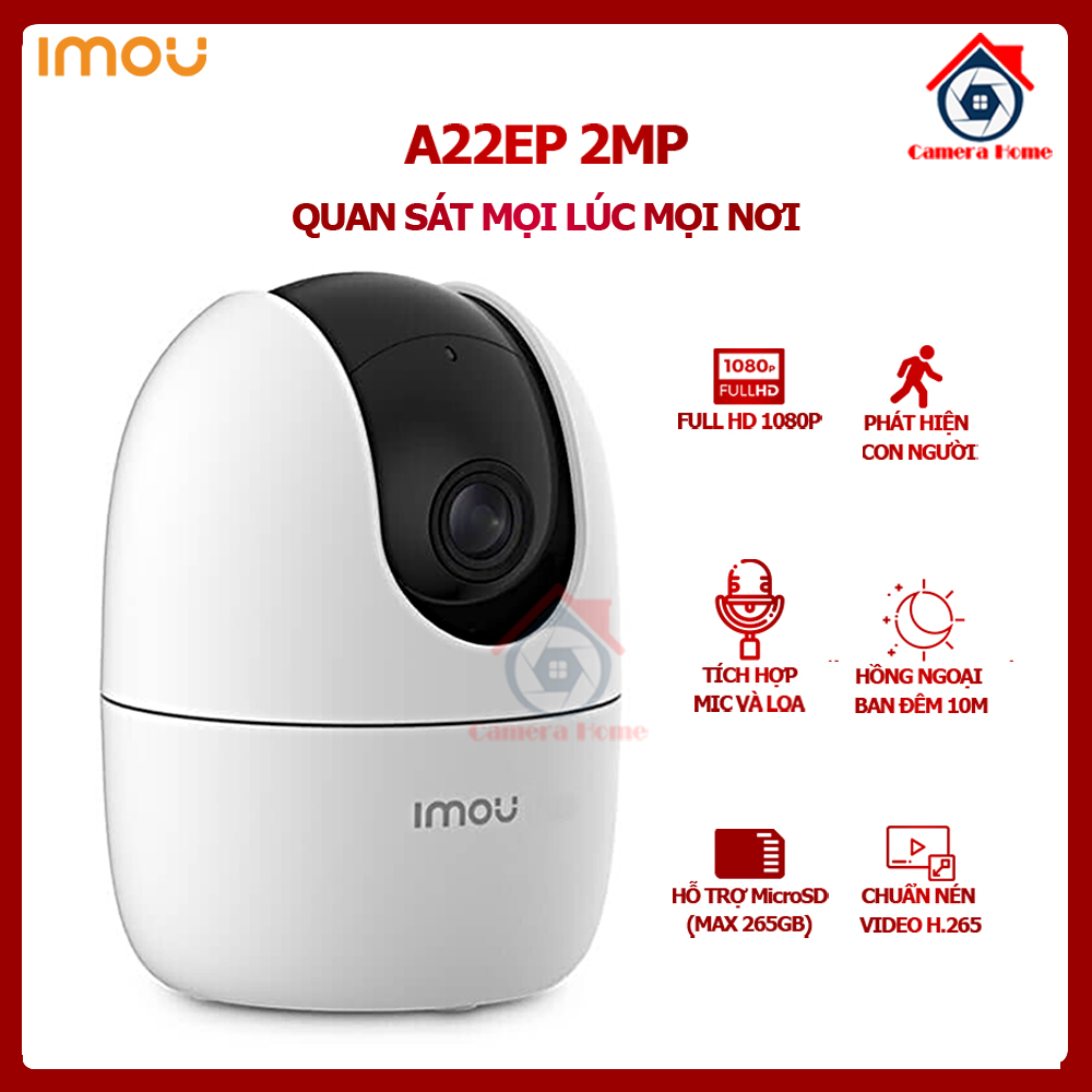 [BÁN LẺ - GIÁ SỈ] Camera Wifi IMOU A22EP-A 2MP - Điều Khiển Xoay 360 - Hồng Ngoại Quay Ban Đêm 10m - Camera Home