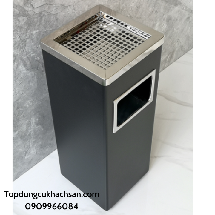 Thùng rác gạt tàn hình vuông Inox