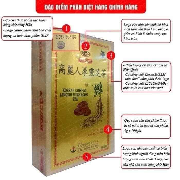 Trà hồng sâm linh chi hàn quốc - hộp gỗ 300g