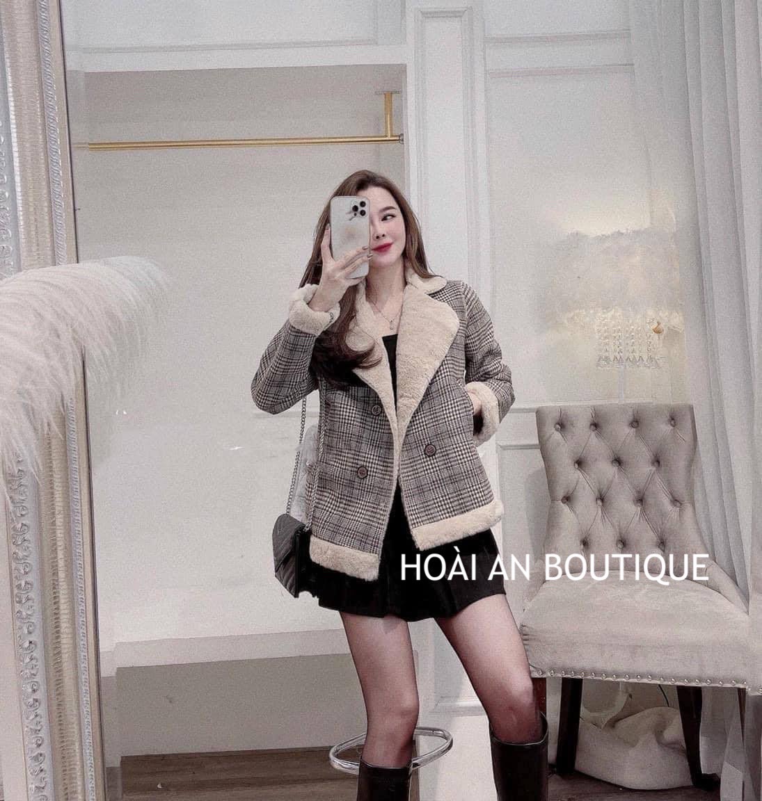 [XẢ KHO] Áo Dạ Kẻ cổ vest lót lông cao cấp ( Video shop quay thật )