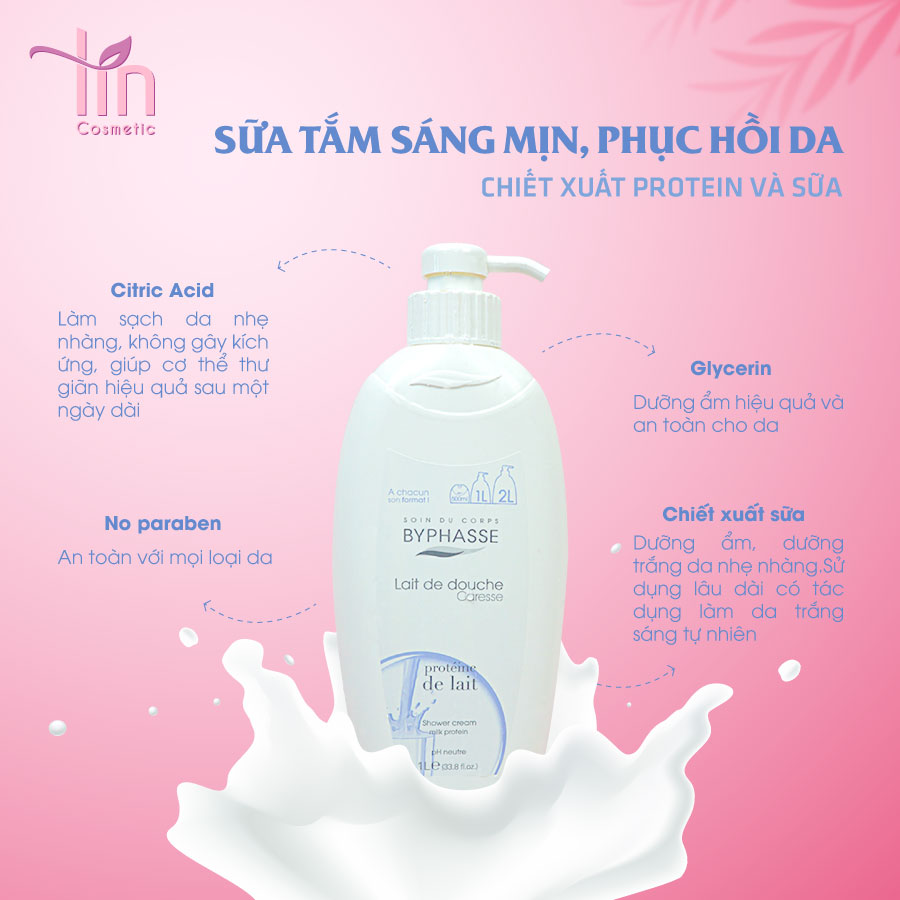 Sữa tắm Byphasse Protein và Sữa 1000ml