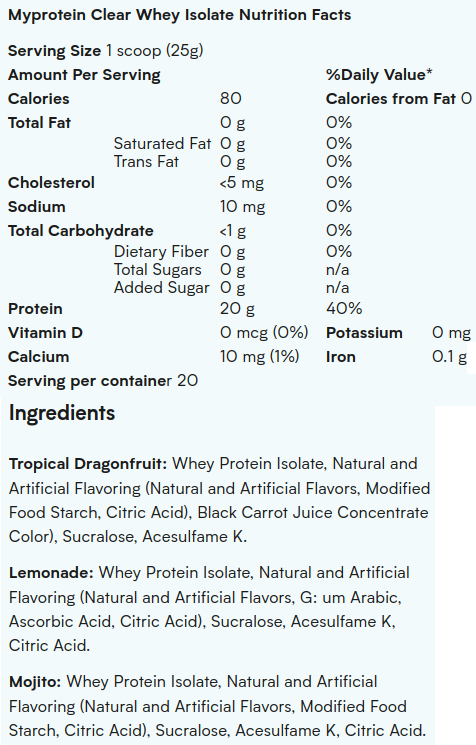 [HCM]WHEY PROTEIN - MYPROTEIN - CLEAR WHEY ISOLATE - 1.1LBS - Từ Châu Âu