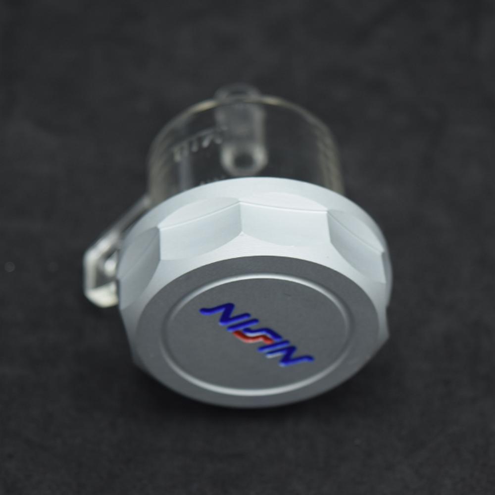 BÌNH DẦU NISSIN NẮP NHÔM CNC CAO CẤP TRANG TRÍ CHO XE MÁY (MÀU TRẮNG).