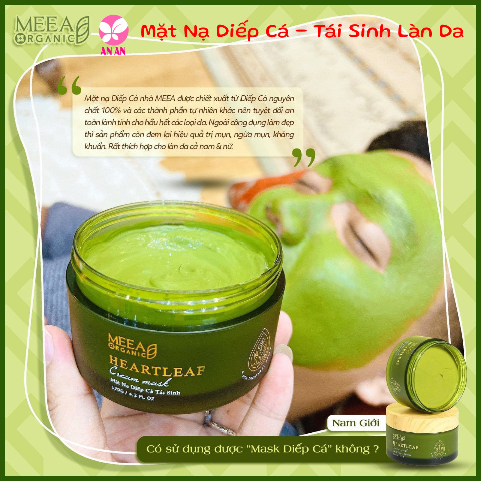 Mặt nạ diếp cá meea organic - mặt nạ diếp cá tái sinh organic 120gr - hàng chính hãng