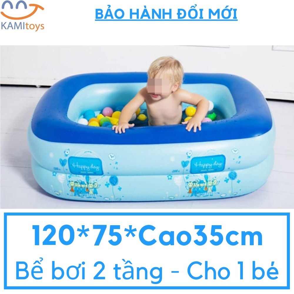 Bể bơi hồ bơi phao bơm hơi cho trẻ em bé 120x75xCao35cm Loại 2 đáy dày