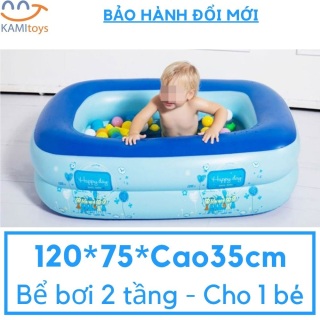 Bể bơi hồ bơi phao bơm hơi cho trẻ em bé 120x75xCao35cm Loại 2 đáy dày thumbnail