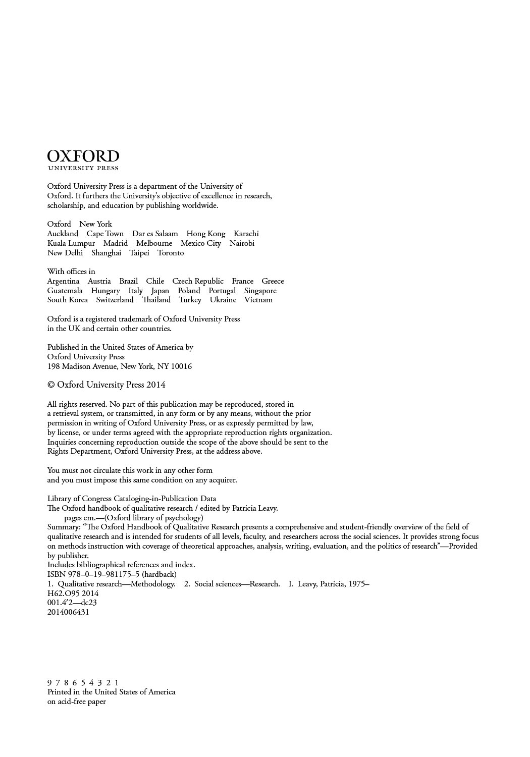 The Oxford Handbook of Qualitative Research