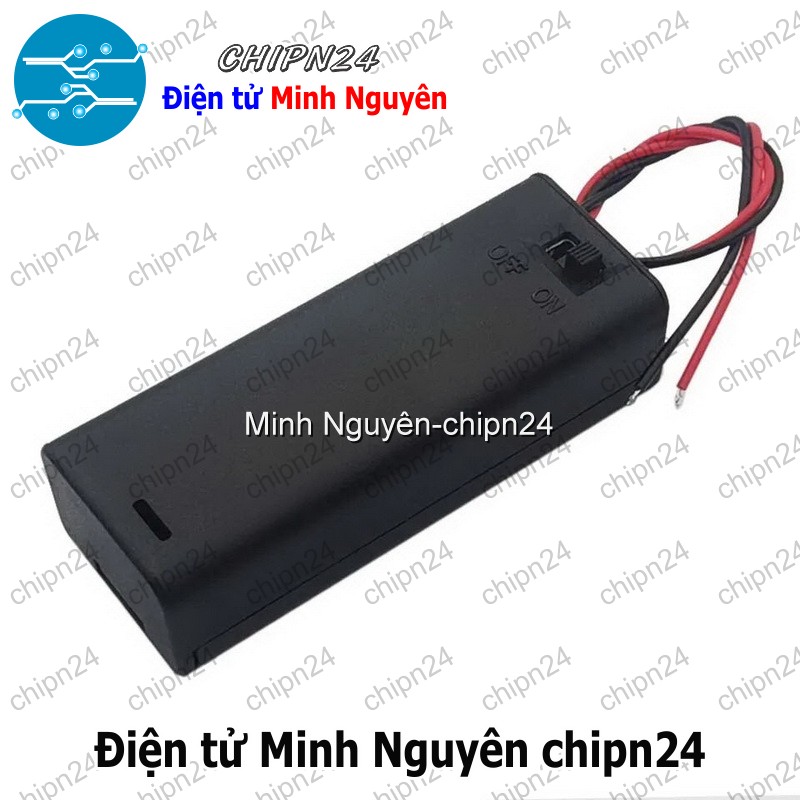 [2 cái] (C9) Hộp Đế pin 1 viên AA (có nắp, có công tắc) - HH002573