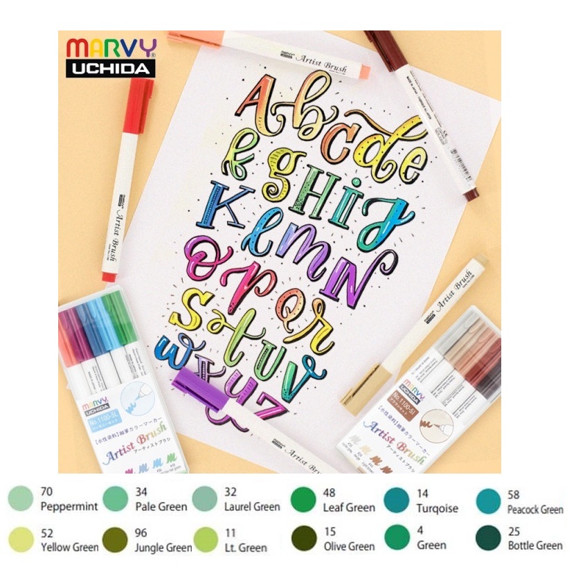 Bút cọ mầu Marvy Artist Brush ( Bán lẻ green series)