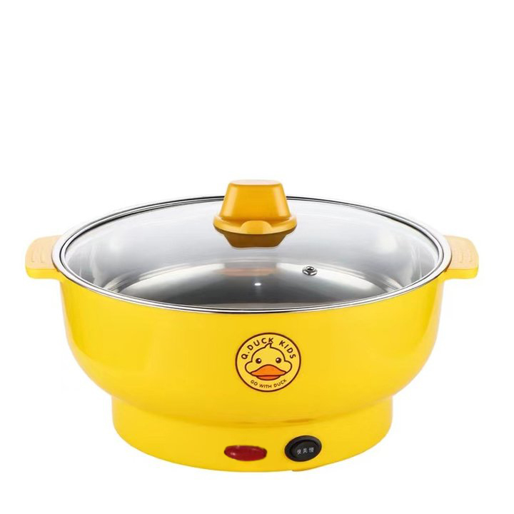 20cm một lớp đa chức năng mang đi nồi điện Nồi lẩu nhỏ Nồi hấp điện 2 tay cầm 1.7L Nồi chiên điện tích hợp cho gia đình Nồi điện bằng thép không gỉ