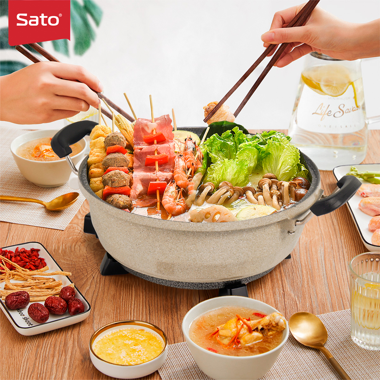 Nồi lẩu đúc tròn 5L Sato 50NL52