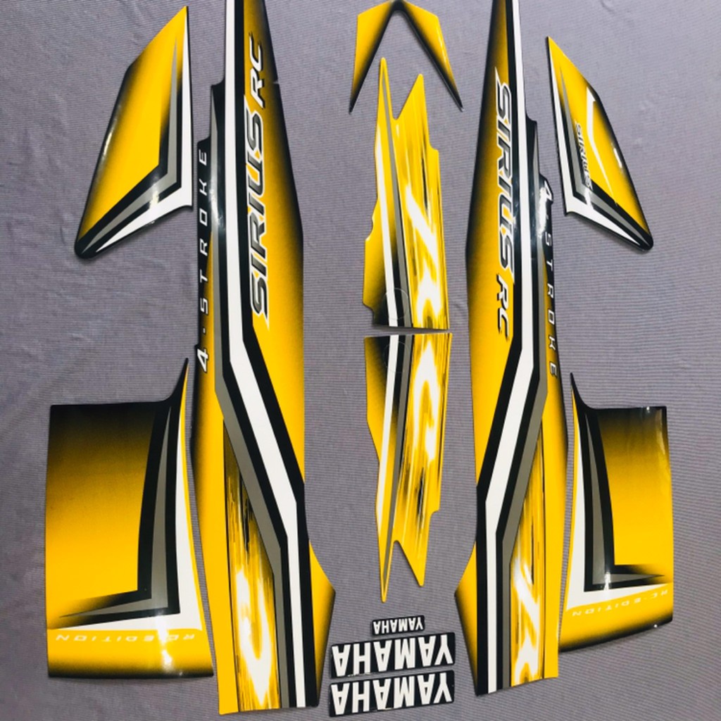 Trọn bộ tem rời dán xe máy 3 lớp Yamaha Sirius Rc mẫu nhỏ màu vàng đen