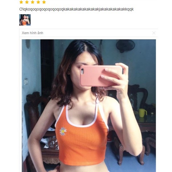 Áo croptop ba lỗ thêm hoa cúc siêu hot