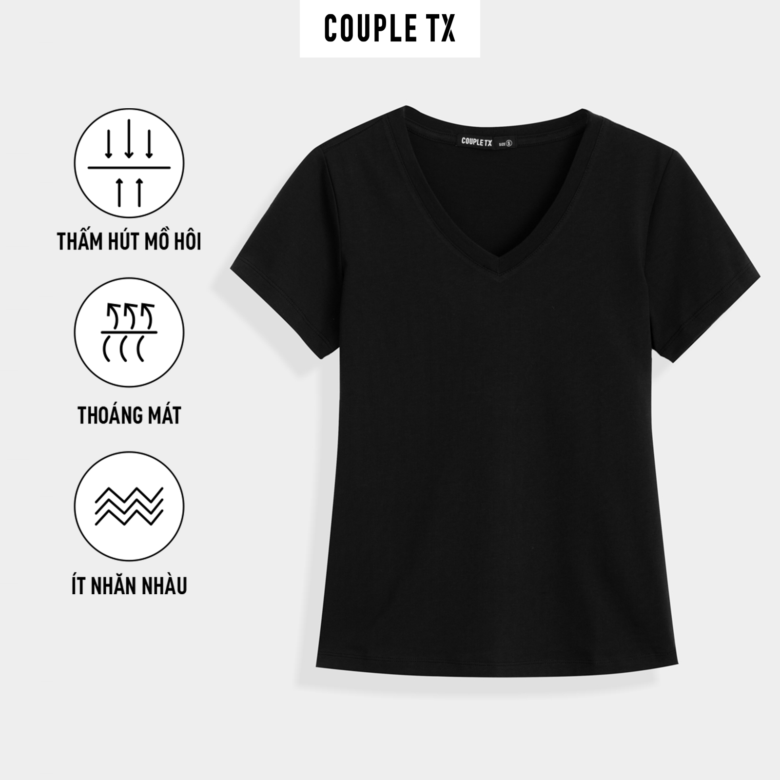 Áo thun nữ couple tx - cổ tim slim basic wts 2326