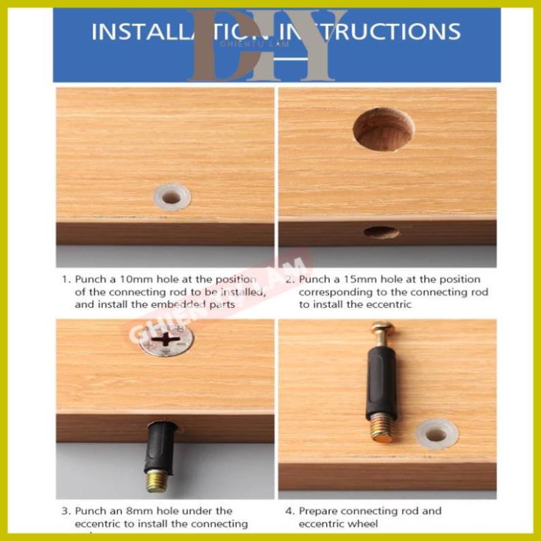 Bộ ốc cam liên kết chốt gỗ loại cao cấp
