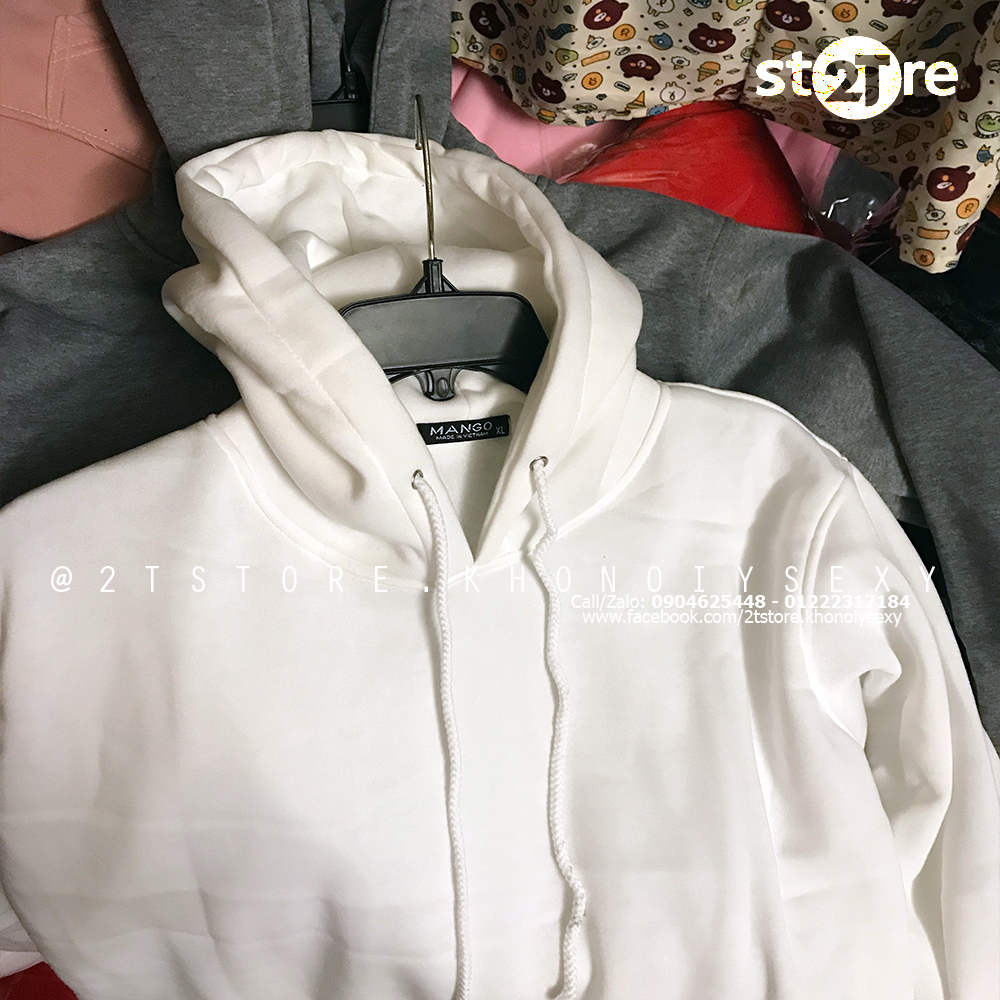 [4.4 HOÀN TIỀN 15%][HCM]ÁO KHOÁC NỈ HOODIE TRƠN NÓN 2 LỚP DÀY DẶN UNISEX 2T STORE - TRẮNG