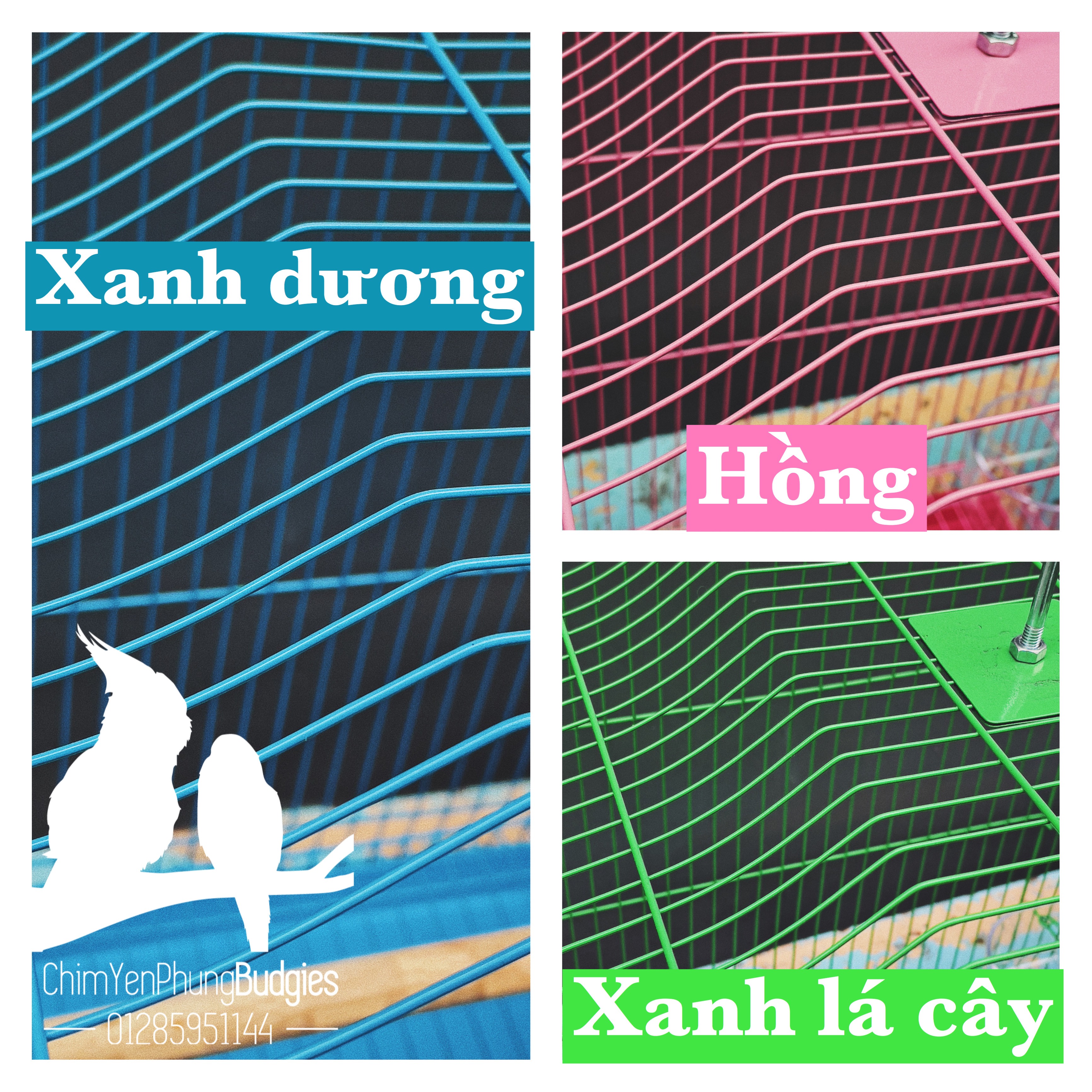 Lồng chim sơn tĩnh điện (đủ phụ kiện: Móc treo, cầu đứng, máng ăn) [Sg giao hoả tốc 2h] Lồng xi inox 402.