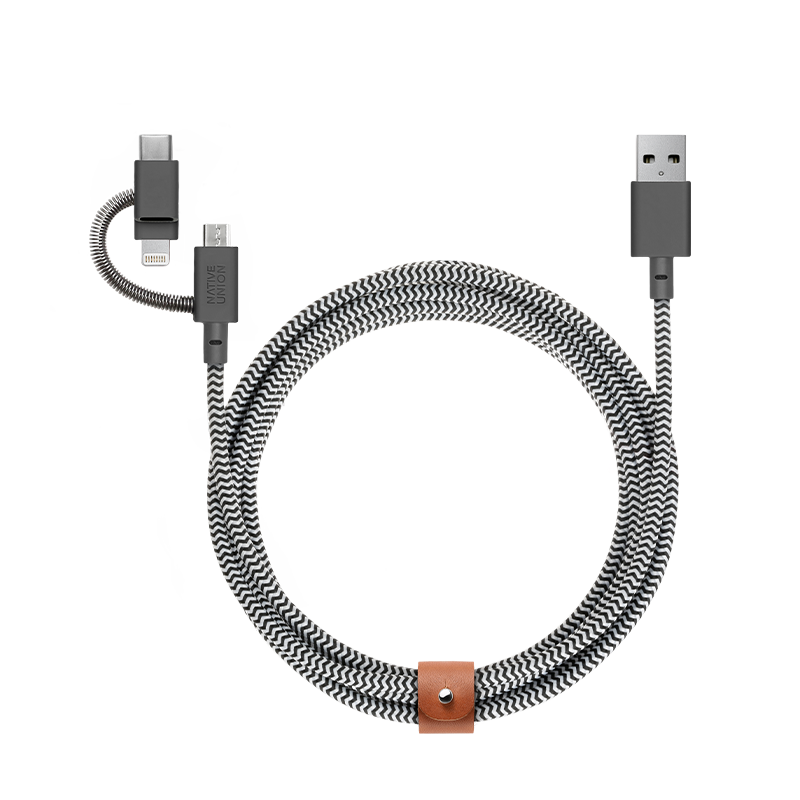 Dây Cáp Sạc 3 in 1 Native Union BELT CABLE UNIVERSAL ZEBRA 2m