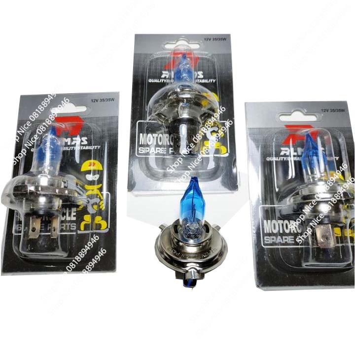 Bóng đèn xe máy chân H4 đầu xanh