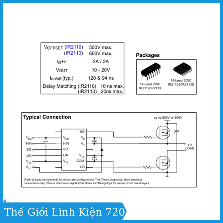 IC IR2110 chân cắm DIP / chân dán SMD