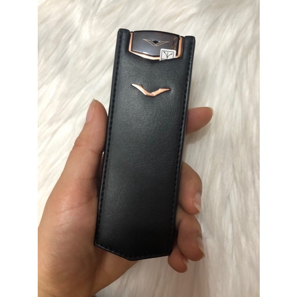 Bao Da Nắp Gấp Vertu Singnature S Dập Vân Trơn