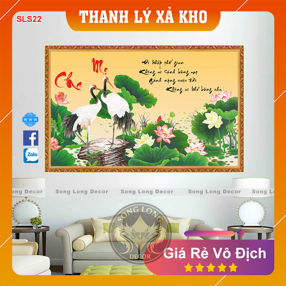 Tranh Dán Tường Chữ Cha Mẹ- SLS22-Tranh 3d Thư Pháp - Song Long Decor