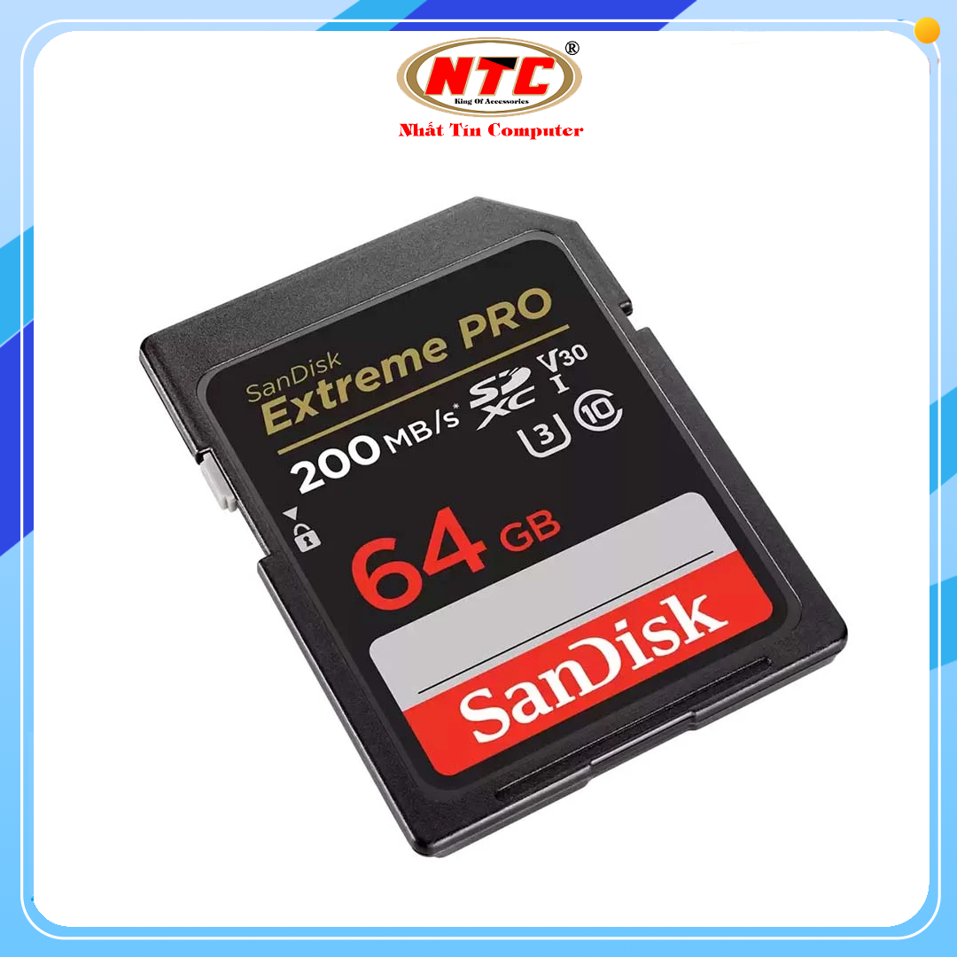 Thẻ nhớ Máy ảnh SDXC SanDisk Extreme Pro 64GB UHS-I U3 4K V30 R200MB/s W90MB/s (Đen) - Nhất Tín Computer
