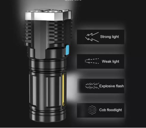 Đèn Pin Siêu Sáng, Đèn Pin Mini Cod Led 4 Chế Độ Sáng Led