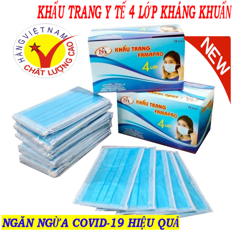 (50 cái) - Khẩu trang vải kháng khuẩn Nagakawa, Khẩu trang - Khẩu trang y tế 4 Lớp Kháng Khuẩn Với Công Dụng Ngăn Ngừa Khói Bụi, Lây Nhiễm Bệnh Tật -