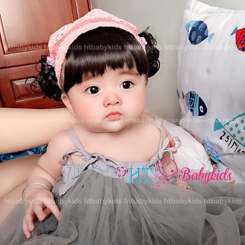 [ HÀNG LOẠI 1 ] Băng Đô Tóc Giả Cho Bé Gái Họa Tiết Hồng Cam - CÓ HÌNH THẬT