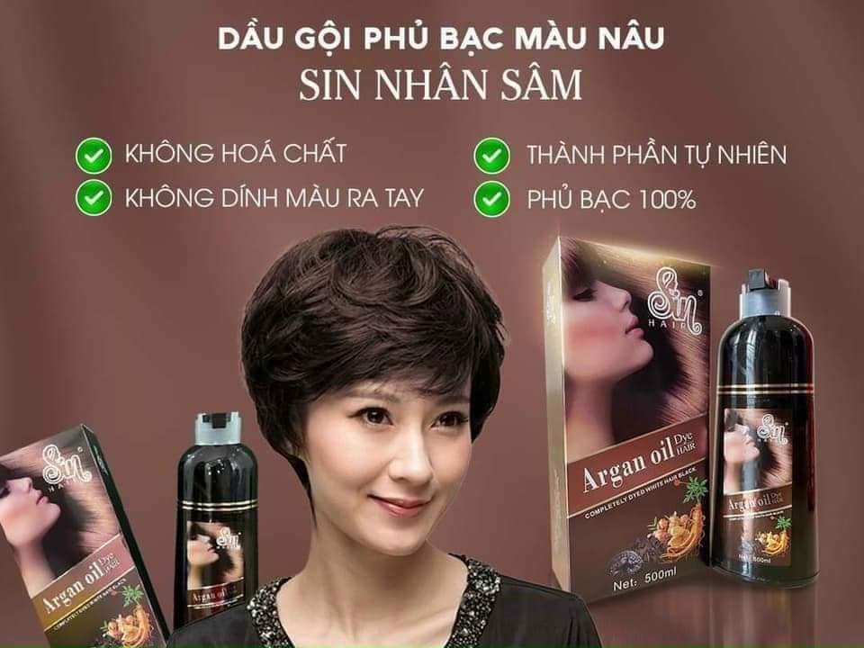 Dầu Gội Phủ Bạc SIN HAIR, Giúp Tóc Đen, Chống Rụng Tóc