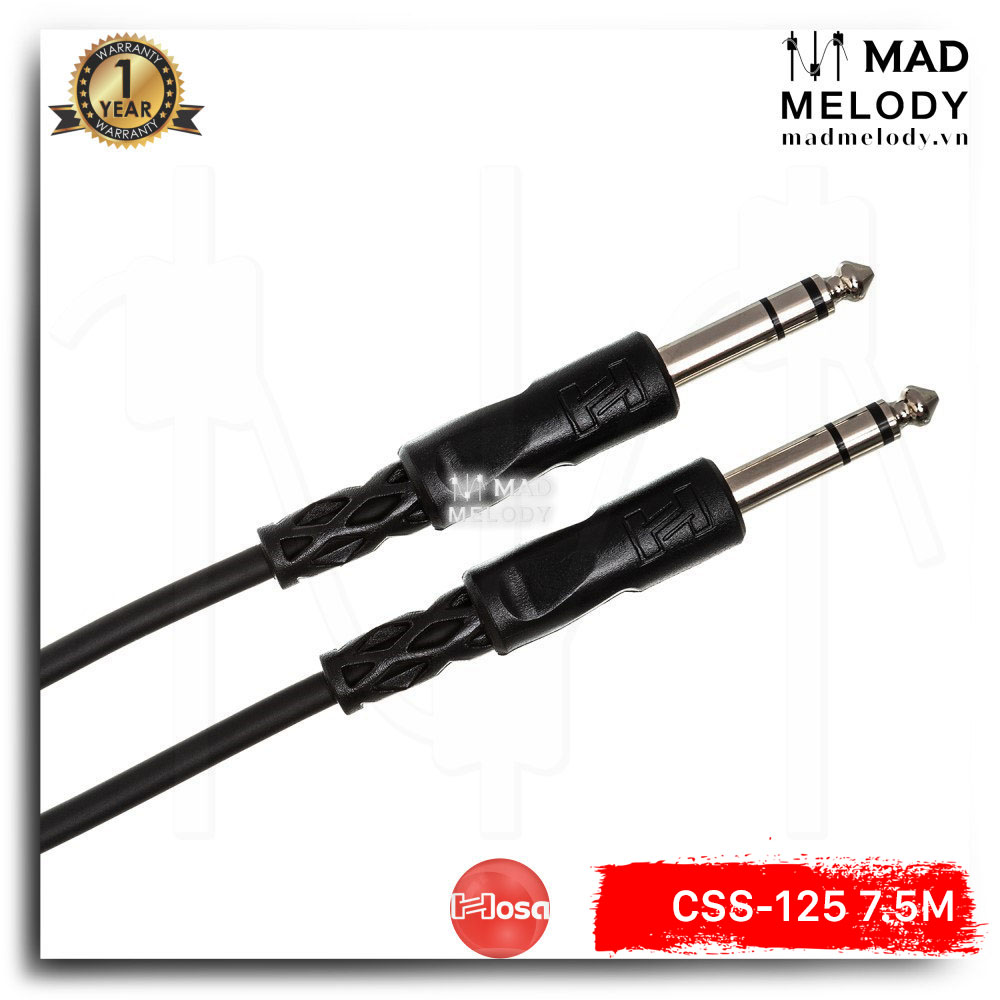Hosa Balanced Interconnect CSS-125 (7.5m) (1/4in TRS - 1/4in TRS) [Dây cáp tín hiệu kết nối 6ly đơn, NEW]