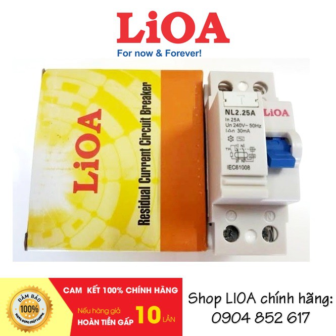 Cầu Dao Chống Giật Lioa 25A - 32A - 40A Dòng Rò 30 Ma, Loại 2 Cực (Cầu Dao Chống Dòng Rò).