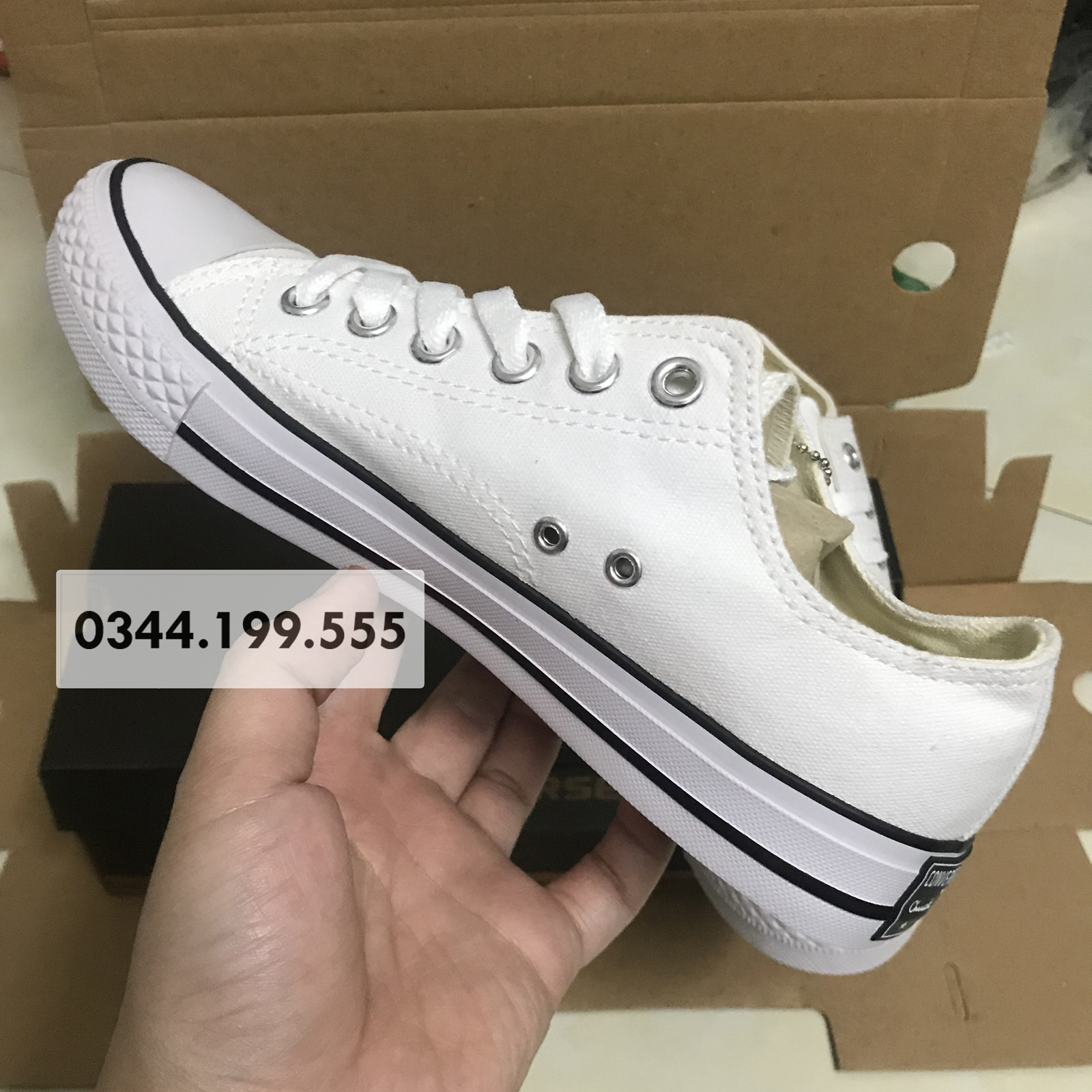 [FULL BOX] Giày Converse Thấp Cổ Nam Nữ Màu Đen - Trắng