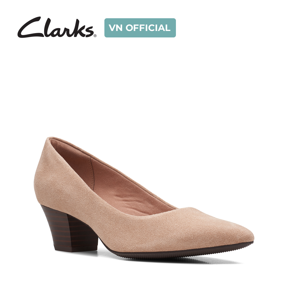 Giày Cao Gót 5cm Da Lộn Nữ Clarks - Teresa Step